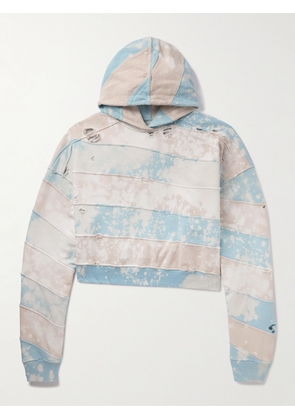 LIBERAL YOUTH MINISTRY - Oversized Bleached Distressed Cotton-Jersey and Terry Hoodie - Men - Blue - XS