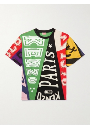KENZO - Flags Oversized Logo-Print Cotton-Jersey T-Shirt - Men - Green - S