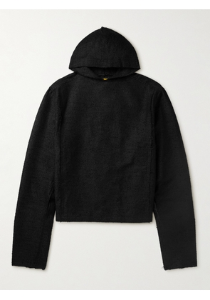 AIREI - Oversized Distressed Wool-Blend Bouclé Hoodie - Men - Black - S