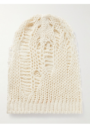 AIREI - Distressed Recycled-Cashmere and Wool-Blend Beanie - Men - Neutrals
