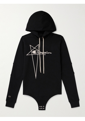 Rick Owens - Champion Embroidered Organic Cotton-Jersey Hoodie - Men - Black - XS