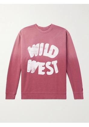 ONE OF THESE DAYS - Wild West Distressed Printed Cotton-Jersey Sweatshirt - Men - Red - S