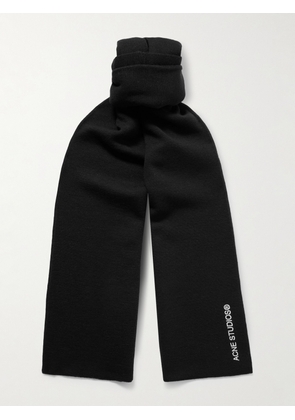 Acne Studios - Kornoto Logo-Embroidered Wool-Blend Scarf - Men - Black