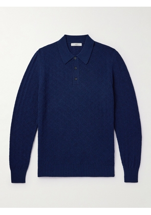 Mr P. - Honeycomb-Knit Wool Polo Shirt - Men - Blue - XS