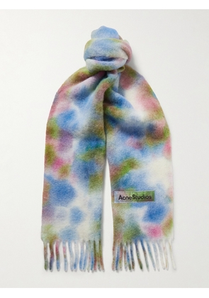 Acne Studios - Varinga Tie-Dyed Fringed Knitted Scarf - Men - Green