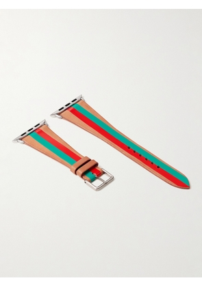 La Californienne - Striped Leather Watch Strap - Men - Orange