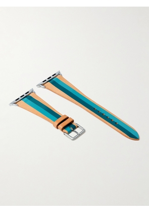 La Californienne - Striped Leather Watch Strap - Men - Blue