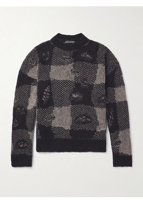 Our Legacy - Sonar Distressed Checked Open-Knit Sweater - Men - Black - IT 44