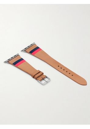 La Californienne - Striped Leather Watch Strap - Men - Brown