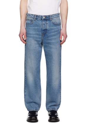 AMI Paris Blue Cotton Tapered Fit Jeans