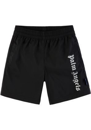 Palm Angels Kids Black Overlogo Swim Shorts