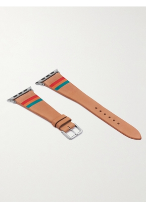 La Californienne - Striped Leather Watch Strap - Men - Brown