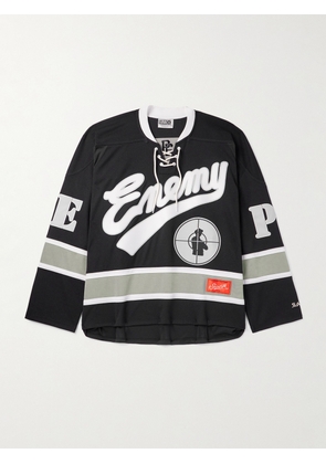 SAINT MXXXXXX - Cactus Plant Flea Market Public Enemy Oversized Logo-Appliquéd Jersey T-Shirt - Men - Black