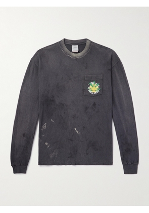 READYMADE - Distressed Printed Cotton-Jersey T-Shirt - Men - Gray - S