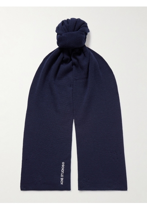 Acne Studios - Kornoto Logo-Embroidered Wool-Blend Scarf - Men - Blue