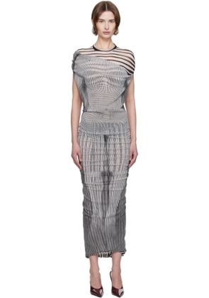 Jean Paul Gaultier White & Black 'The Draped Body Morphing' Maxi Dress