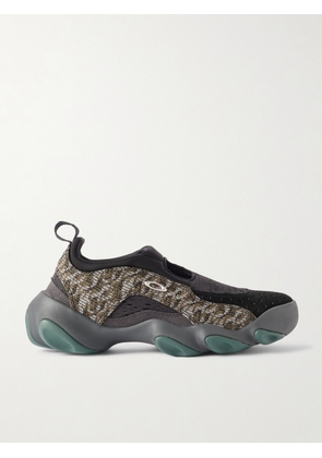 OAKLEY FACTORY - Flesh Jacquard-Knit, Suede and Mesh Slip-On Sneakers - Men - Green - US 8