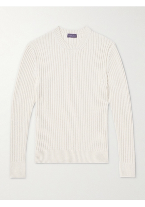 Ralph Lauren Purple Label - Slim-Fit Ribbed Mulberry Silk and Linen-Blend Sweater - Men - Neutrals - S