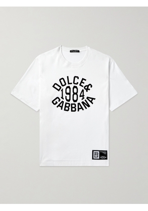 Dolce&Gabbana - Logo-Print Appliquéd Cotton-Jersey T-Shirt - Men - White - IT 44