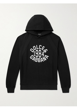 Dolce&Gabbana - Logo-Print Cotton-Jersey Hoodie - Men - Black - XS