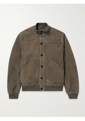 Mr P. - Perforated Suede Harrington Jacket - Men - Green - XS