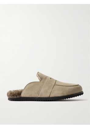 Mr P. - David Shearling-Lined Suede Slippers - Men - Brown - UK 7