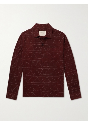 Kardo - Gianni Convertible-Collar Embroidered Cotton Shirt - Men - Red - S