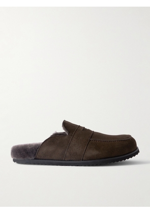 Mr P. - David Shearling-Lined Suede Slippers - Men - Brown - UK 7