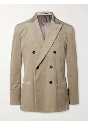 Mr P. - Slim-Fit Double-Breasted Cotton and Cashmere-Blend Corduroy Tuxedo Jacket - Men - Neutrals - 36