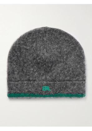 ERL - Logo-Embroidered Brushed Wool-Blend Beanie - Men - Gray