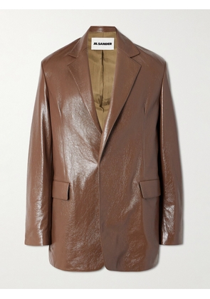 Jil Sander - Glossed Textured-Leather Blazer - Men - Brown - IT 46