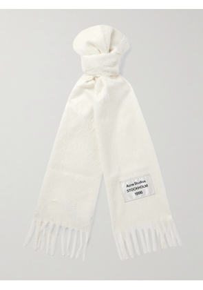 Acne Studios - Viper Logo-Appliquèd Fringed Alpaca-Blend Scarf - Men - White