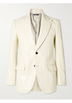 TOM FORD - Slim-Fit Snake-Effect Leather Blazer - Men - White - IT 48