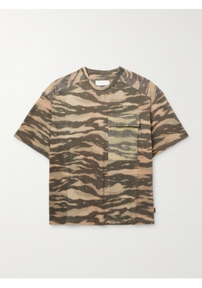 Jil Sander - Printed Shell-Trimmed Cotton-Jersey T-Shirt - Men - Brown - S