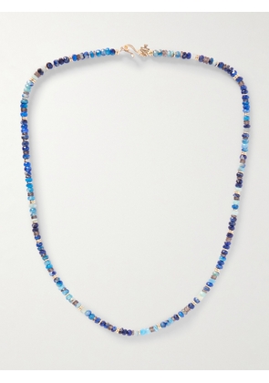 Peyote Bird - Night Owl Gold-Plated Spinel, Apatite and Ethiopian Opal Beaded Necklace - Men - Blue