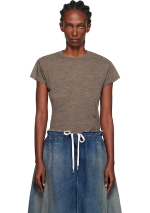 MM6 Maison Margiela Taupe Sheer Wool Jersey T-shirt