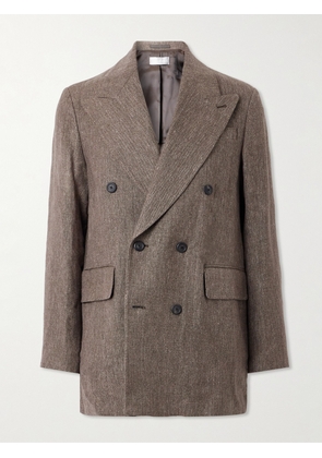 Our Legacy - Double-Breasted Linen and Cotton-Blend Blazer - Men - Brown - IT 46