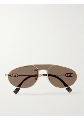 FENDI EYEWEAR - O'Lock Aviator-Style Gold-Tone Sunglasses - Men - Gold