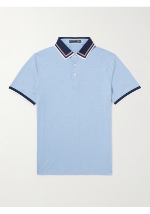 Mr P. - G/FORE Golf Striped Logo-Appliquéd Piqué Polo Shirt - Men - Blue - XS