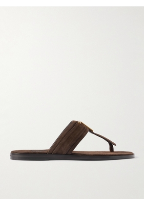 TOM FORD - Brighton Logo-Embellished Suede Sandals - Men - Brown - UK 6