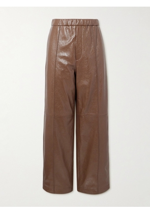 Jil Sander - Straight-Leg Glossed Textured-Leather Trousers - Men - Brown - IT 46