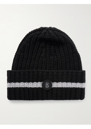 BOGNER - Kilian Logo-Appliquéd Striped Ribbed Cashmere Ski Beanie - Men - Black