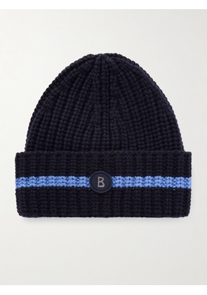 BOGNER - Kilian Logo-Appliquéd Striped Ribbed Cashmere Ski Beanie - Men - Blue