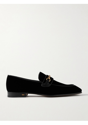TOM FORD - Bailey Chain-Embellished Leather-Trimmed Velvet Loafers - Men - Black - UK 7