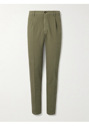 Slowear - Venezia 1951 Straight-Leg Pleated Stretch-Cotton Trousers - Men - Green - IT 44