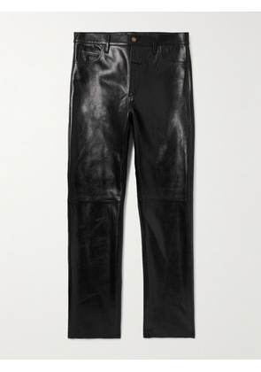 Fear of God - Logo-Appliquéd Straight-Leg Full-Grain Leather Trousers - Men - Black - UK/US 30
