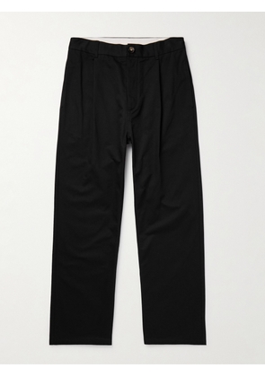 Marni - Straight-Leg Pleated Cotton-Gabardine Trousers - Men - Black - IT 46