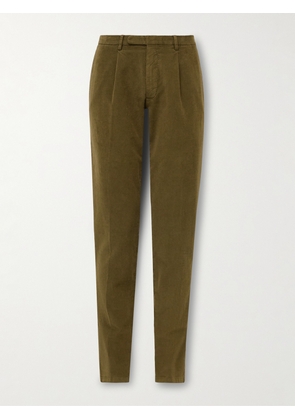 Boglioli - Slim-Fit Pleated Cotton-Blend Corduroy Suit Trousers - Men - Green - IT 46