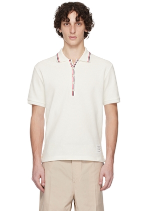 Thom Browne Off-White Cotton Waffle Rib Cuff Polo
