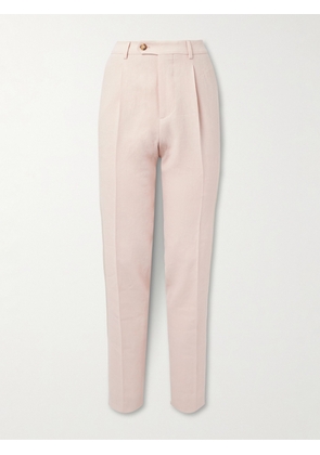 Brunello Cucinelli - Slim-Fit Pleated Linen Suit Trousers - Men - Pink - IT 46